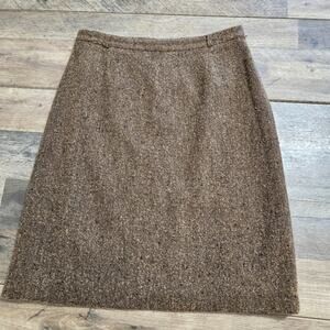 Votre Nom Wool Blend Tweed Brown Marled Pencil Skirt Size 42 Workwear Corpcore